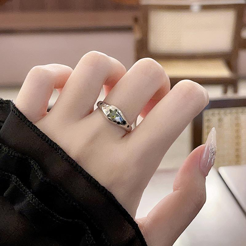 Dopamine Color Y2K Star Zircon Niche Design Sense Personality Retro Premium Sense Open Ring Female Adjustable opening