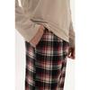 Men's Cotton Long Sleeve Basic Black - Mink Patterned Pocket Detail Pajama Set