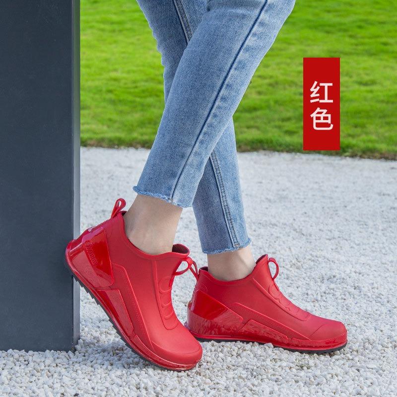 Low-top Rain Shoes Women's Tide Short Tube Shallow Mouth Girls Rain Boots Spring and Autumn Takeaway Water Shoes Fishing Rubber Shoes