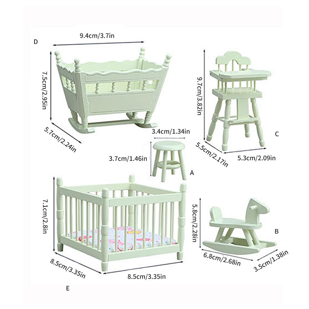 Miniature Baby Crib 1:12 Scale Dollhouses Furniture Nursery Bed Wooden Mini Cradle Dollhouses Accessories House Bed