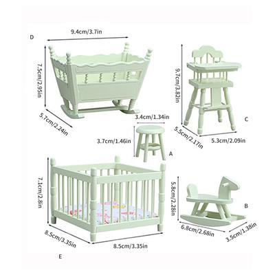 Miniature Baby Crib 1:12 Scale Dollhouses Furniture Nursery Bed Wooden Mini Cradle Dollhouses Accessories House Bed