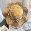 Harajuku Women Girls Summer Wide Eaves Straw Hats Beach Sun Hat Sweet Lolita Lace Flower Straw Hat Ladies Sunhat Handmade
