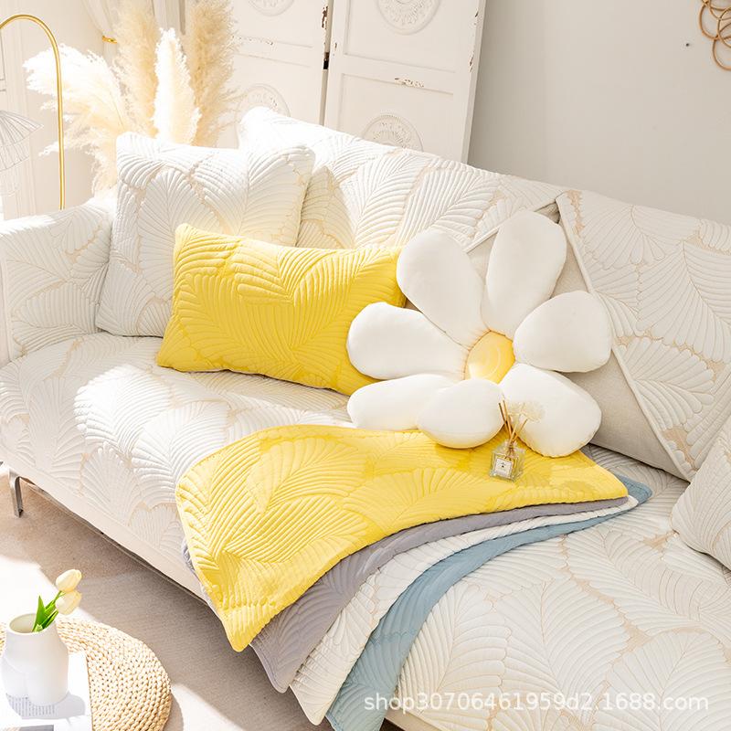 Sofa Cushion Four Seasons Universal Non-slip Seat Cushion Simple Modern Sofa Cover Cover Cloth Solid Color Armrest Backrest Towel