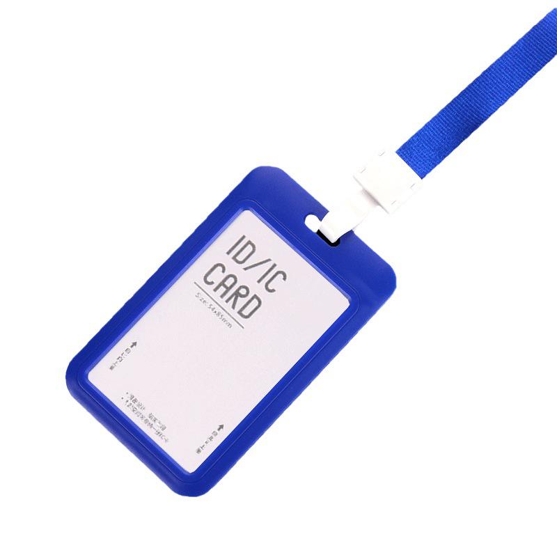 Double-Sided Transparent ID Card Holder with Lanyard - Push-in Style for Employee or Student Access Cards