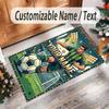 Soccer Theme Crystal Velvet Floor Rug Personalized Custom Name Text Warm Carpet Home Decoration