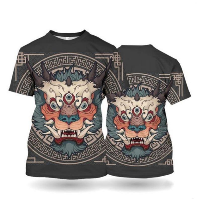 

Модная мужская футболка с принтом «Маска воина», повседневная футболка с круглым вырезом, хип-хоп-тренд, уличная одежда в стиле Харадзюку, летние футболки для мужчин 6XL