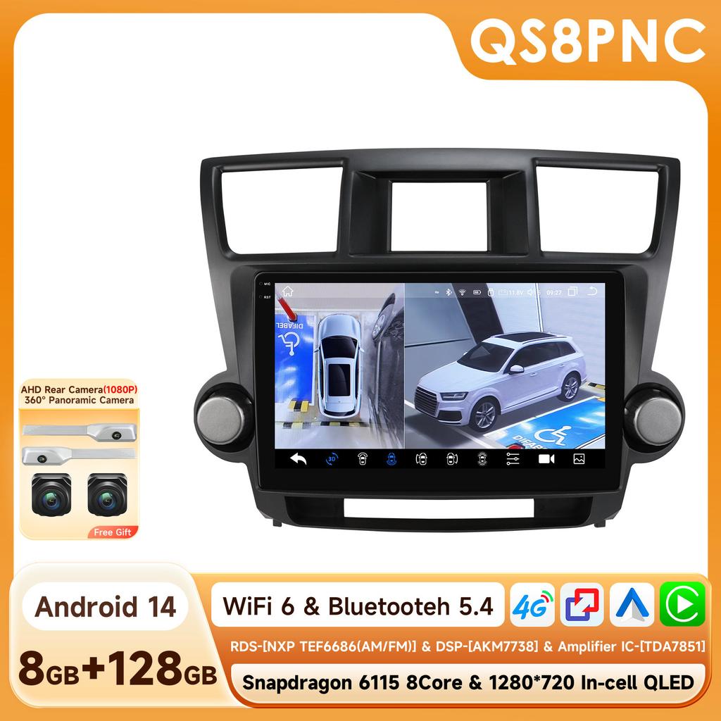Hizpo Snapdragon AI for Toyota Highlander Kluger 2007 - 2013 Android Car Radio Multimedia Video Player GPS Navigation Intelligent Screen 4G Carplay