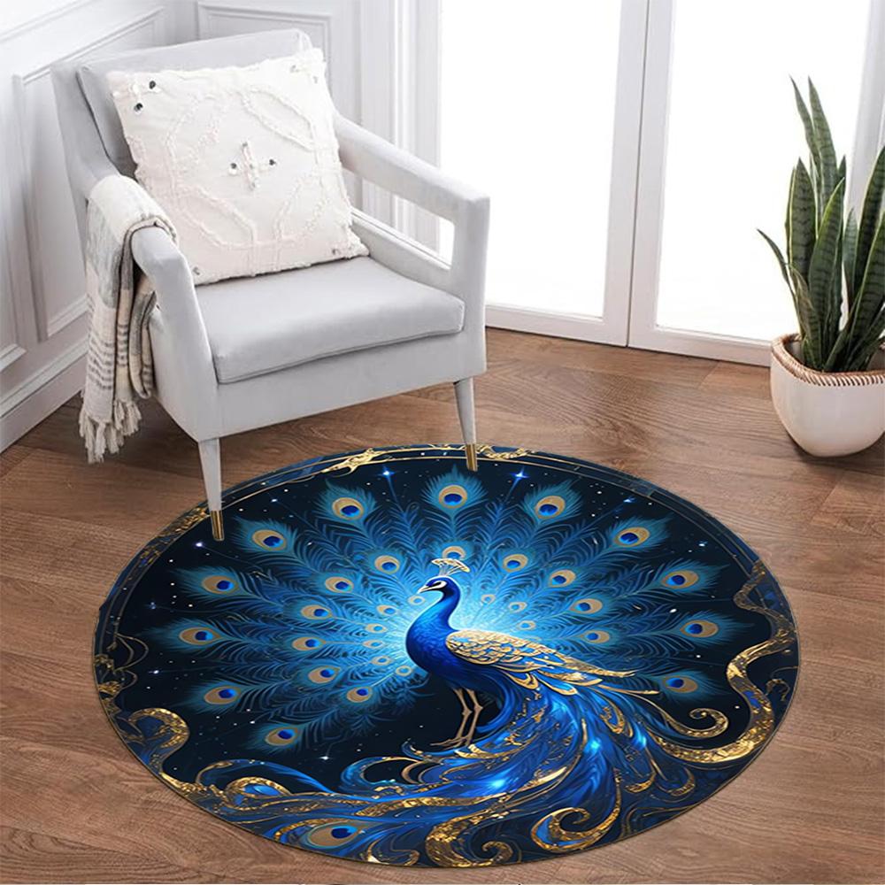 1pc Home Carpet Peacock Design Non-slip Rug for Office Decor and Living Room Gift Ideas