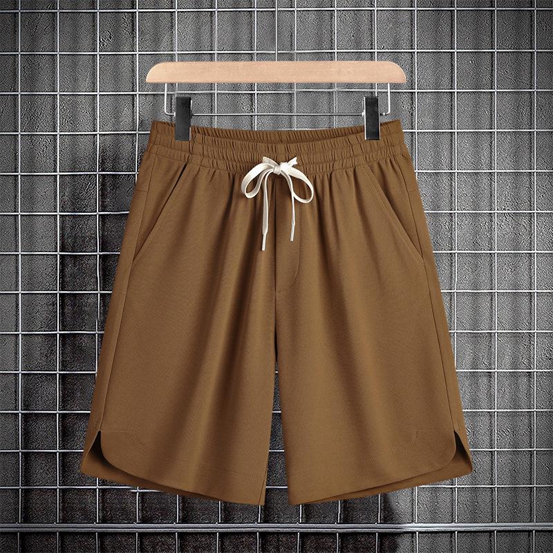 

2024 Летние мужские повседневные свободные однотонные шорты в гонконгском стиле - модные, большой размер XL кофейный