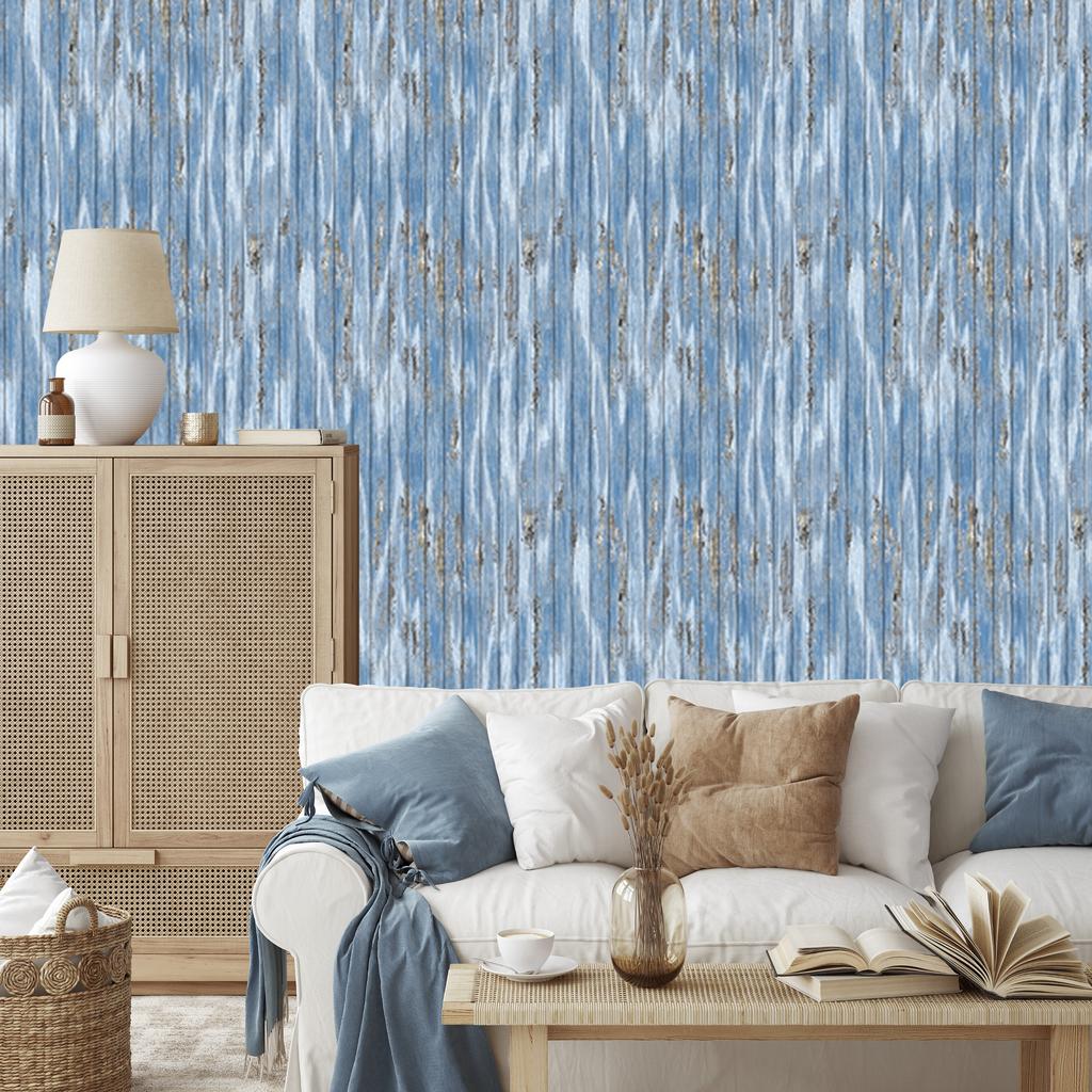 Blue Vintage Wooden Planks Wallpaper 50x1000