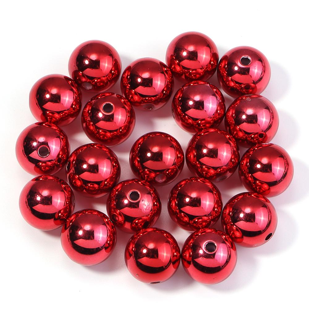 20pcs/lot UV Acrylic Beads Christmas Acrylic Beads Round Loose Spacer Beads For Jewelry Making DIY Bracelet Necklace Accessories