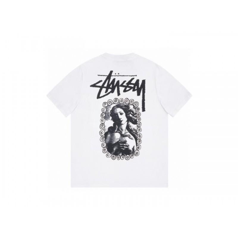 Stussy Short Sleeve T-Shirt Teens Loose Fit 270g Cotton Round Neck Casual Wear
