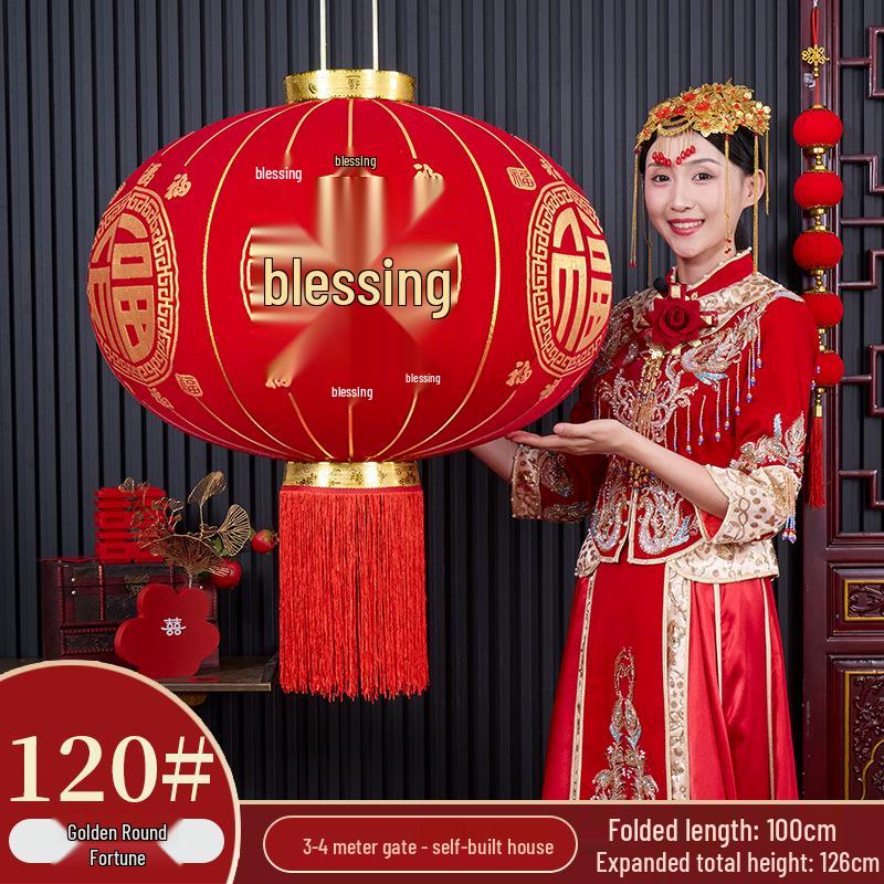 2025 Luxury Flocked Lantern with Fu Character for Spring Festival