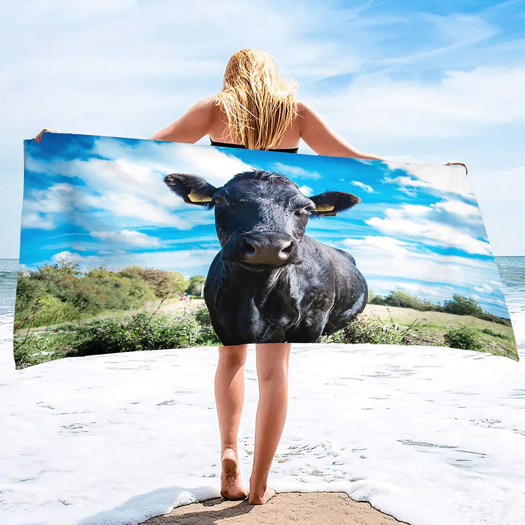 Cow Print Beach Towel Microfiber Bath Towels Oversized Cute Animal Cow Beach Towels Quick Dry Pool Towels for Bathroom Camping