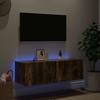 Wall Mounted TV Cabinet with RGB LED Lights Smoked Oak Finish 100 x 35 x 31 cm