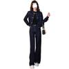Spring 2025 Women's Slimming Denim Suit: Stylish Short Jacket & Wide-Leg Pants Set