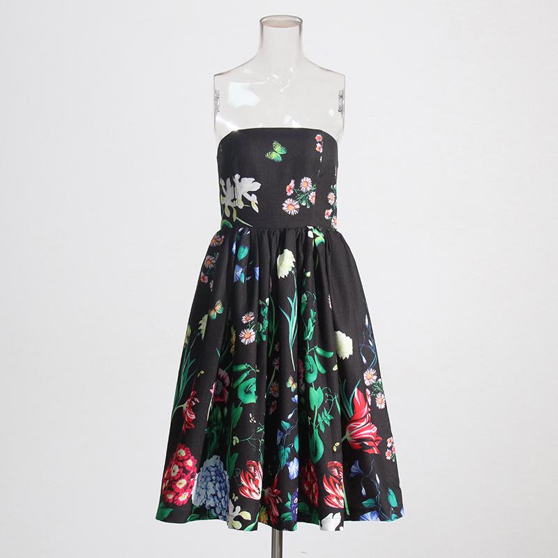 

Платье-труба с принтом в праздничном стиле 2025 г.: Новый облегающий крой, высокая талия, средняя длина для женщин M чёрный