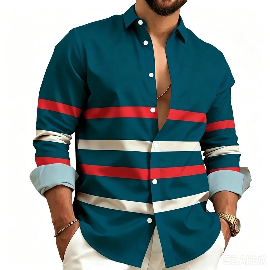 Herren Business Casual Langarm Gestreiftes Hemd für Arbeit Alltag
