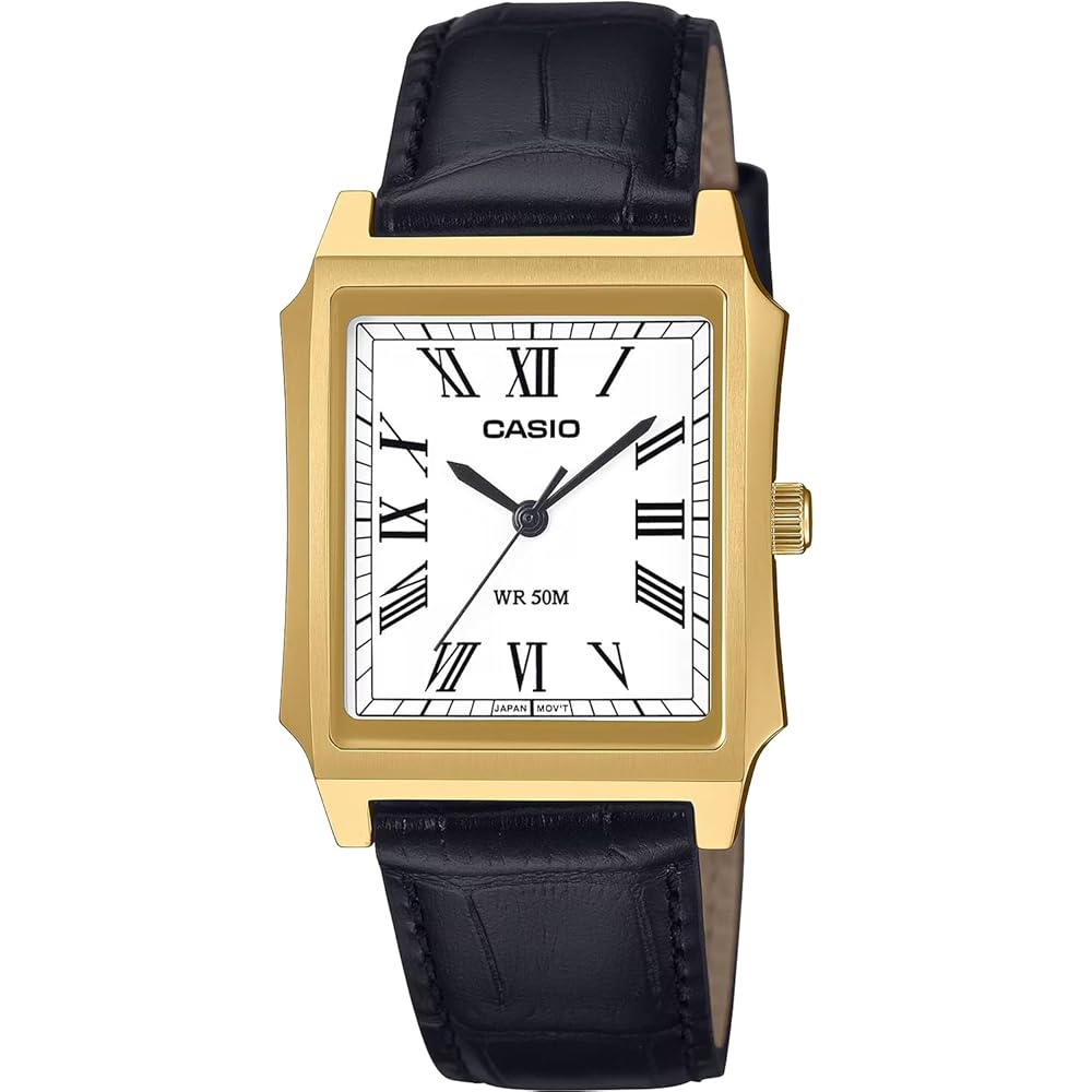 [Casio] Standard Analog Men s Watch MTP-B190GL-7BV White x Gold Black Leather Band Overseas Model...