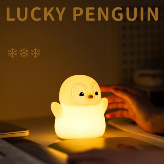 Penguin Baby Night Light USB Rechargeable LED Touch Lamp with Dimmable Glow Cute Bedside Lamp for Kids Adults Fun Novelty Gift for Home Decor