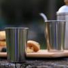 4 szt. Stalowe Kubki Kempingowe 30/70/170ml Przenośny Kubek Podróżny na Kawę Baijiu Whiskey Outdoor Hiking Barware Stackable