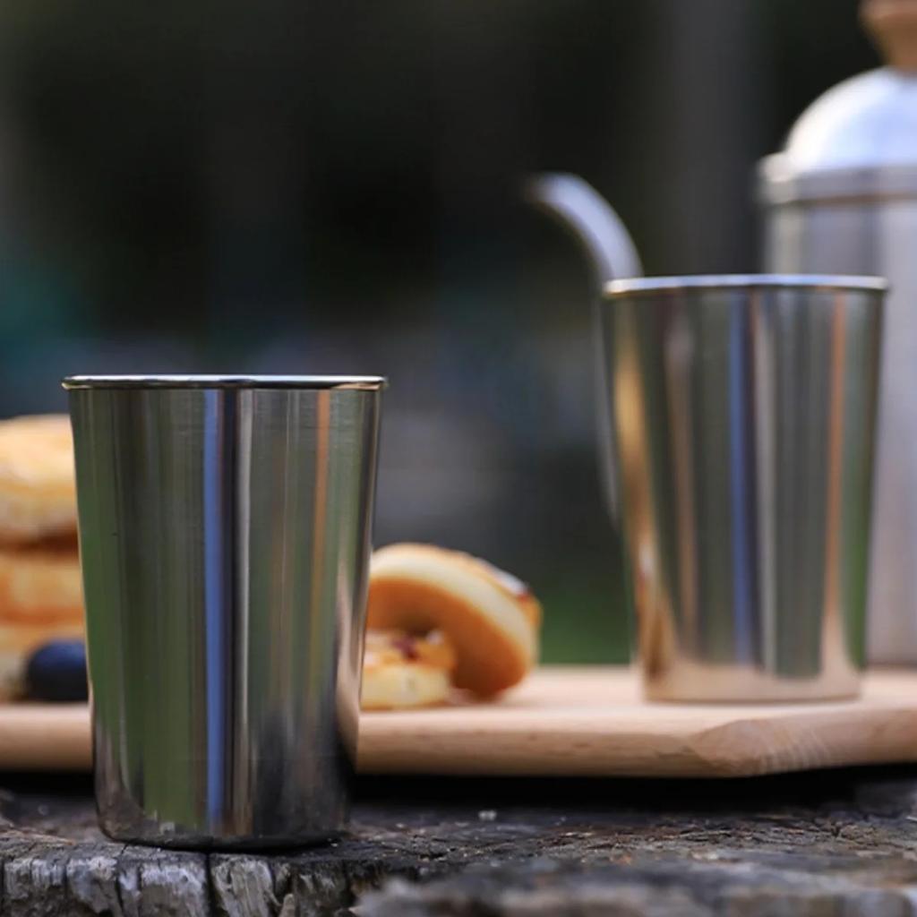 4 szt. Stalowe Kubki Kempingowe 30/70/170ml Przenośny Kubek Podróżny na Kawę Baijiu Whiskey Outdoor Hiking Barware Stackable