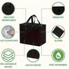 Extra Large Black Insulated Cooler Bag Durable, Reusable, Foldable, Multi-Compartment for Food & Beer, Good Temp Control.