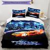 3-teiliges Bettbezug-Set (1 * Bettbezug + 2 * Kissenbezug, ohne Kern), Fast & Furious Aufdruck Weiches Ganzjahres-Bettwäscheset, Heim-Schlafzimmer-Dekoration Geschenk