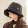 Winter hat women's warm plush thickened bucket hat big head circumference small face bucket hat versatile basin hat
