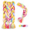 Rainbow Braiding Hair Extension 24 Inch 1 Pack Synthetic Profession Jumbo Braid in Hair Extensions 4 Tone Crochet Colored Hair Extensions for Braiding