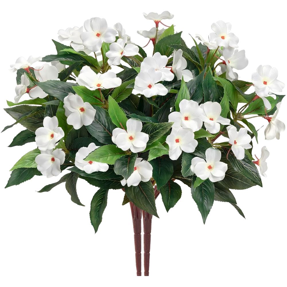 

Silk Plant White,Pink,Rose Red Balsam Flower Silk Fabric Realistic Appearance Injection Molding Styling Technique белый