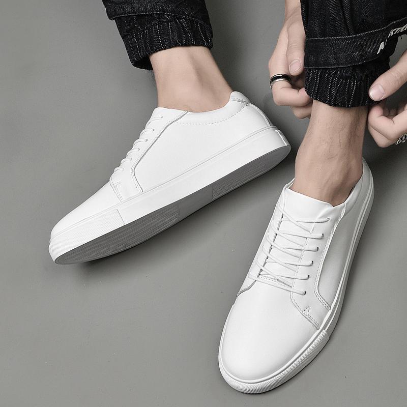 Pánská ležérní obuv z pravé kůže Pohodlná plochá obuv Šněrovací Ručně vyráběná obuv Randění Kancelář Móda Banket Pánská bílá obuv