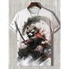T-shirt Nouveau Style Japonais Encre Samouraï Impression 3D T-shirt Hommes Femmes Mode Hip Hop Manches Courtes Hauts T-shirts Vêtements Hommes