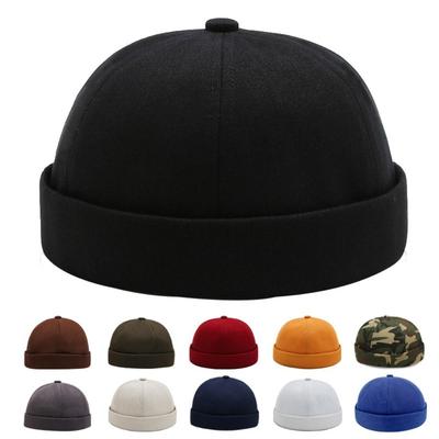 Street Wear Cotton Brimless Hat Solid Color Breathable Brimless Skullies Cap Vintage Docker Hats Summer