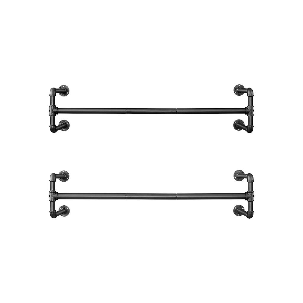 SONGMICS Wall-Mounted Clothes Rack, Set of 2, Industrial Pipe Clothes Hanging Bar, Space-Saving, 110 X 30 X 29.3 Cm, Each Holds Up To 60 Kg