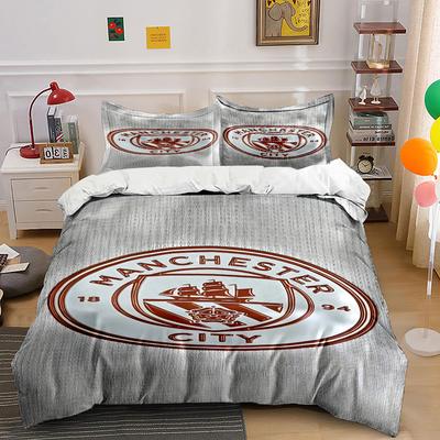 Wzór logo Manchester City. Pościel Zestawy poszewek na kołdrę Poszewki na kołdrę Poszewki na poduszki(1 * Poszewka na kołdrę 2 * Poszewki na poduszki bez wkładu do kołdry)