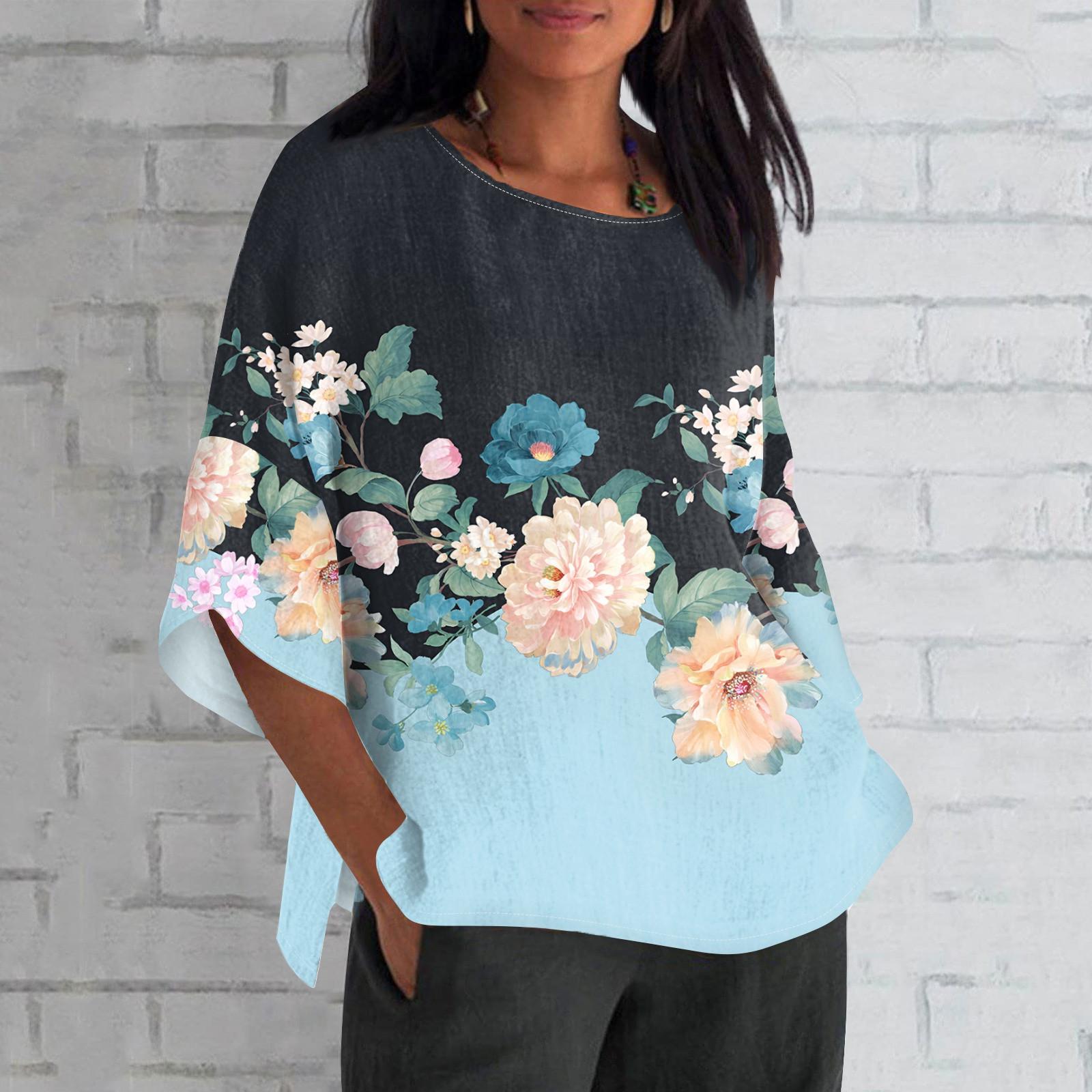 Женская мода с рукавом семь четвертей и круглым вырезом с принтом — фото 9