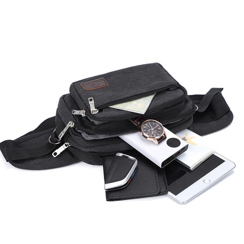 Bolsa de Cintura em Lona Esportes ao Ar Livre Multifuncional Bolsa de Cintura Masculina Durável Portátil Porta-Celular