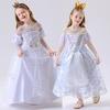 White Queen Costume For Children With Polyester Fabric For Theatrical Performances
