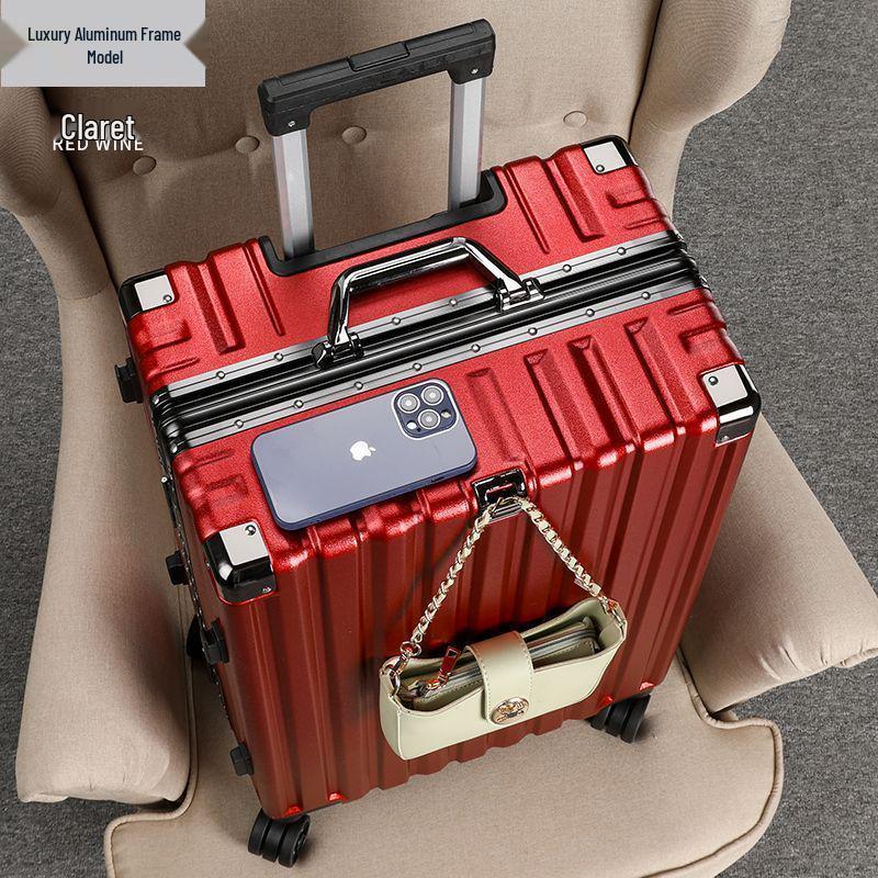 Durable Aluminum Trolley Suitcase with Silent Wheels, Large Capacity, Combination Lock - Ideal for Men, Women, and Students