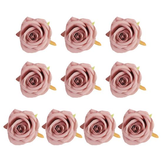 

10 Pcs Artificial Rose Blooms Realistic Faux Roses Long-lasting Fake Blooms Table Centerpieces for Living Room Decoration Wedding DIY Projects