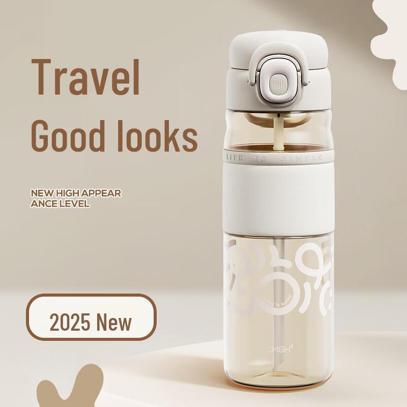 CMSH Portable Ceramic Lined Straw Water Bottle