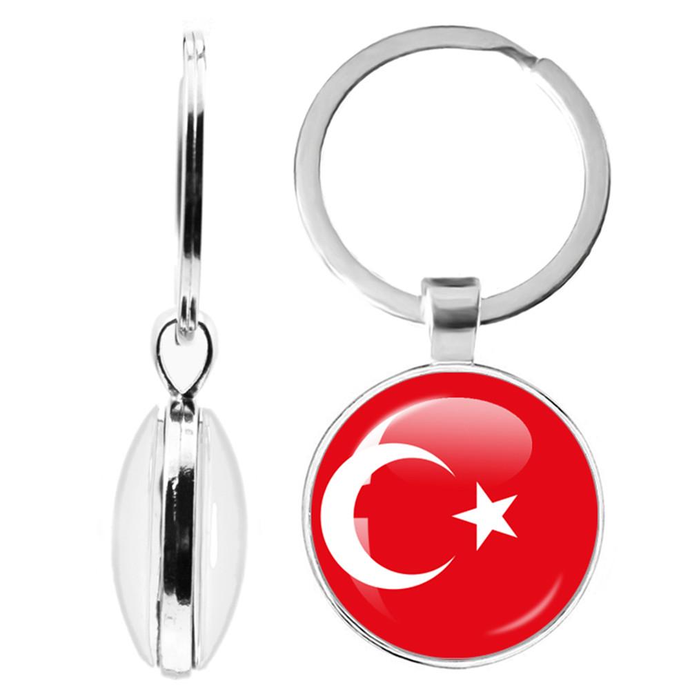 National Flag Double-Sided Keychain Korea, Serbia, Russia, Slovenia, Argentina, The United States,Turkey, Spain,Dominica Keyring