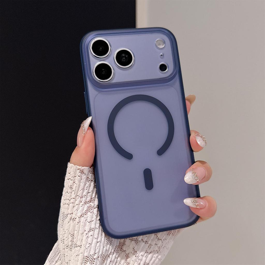 Frosted Magnetic AI Button Case for Apple 17romax, Skin Feel, Large Window, 16Pro Leather Texture