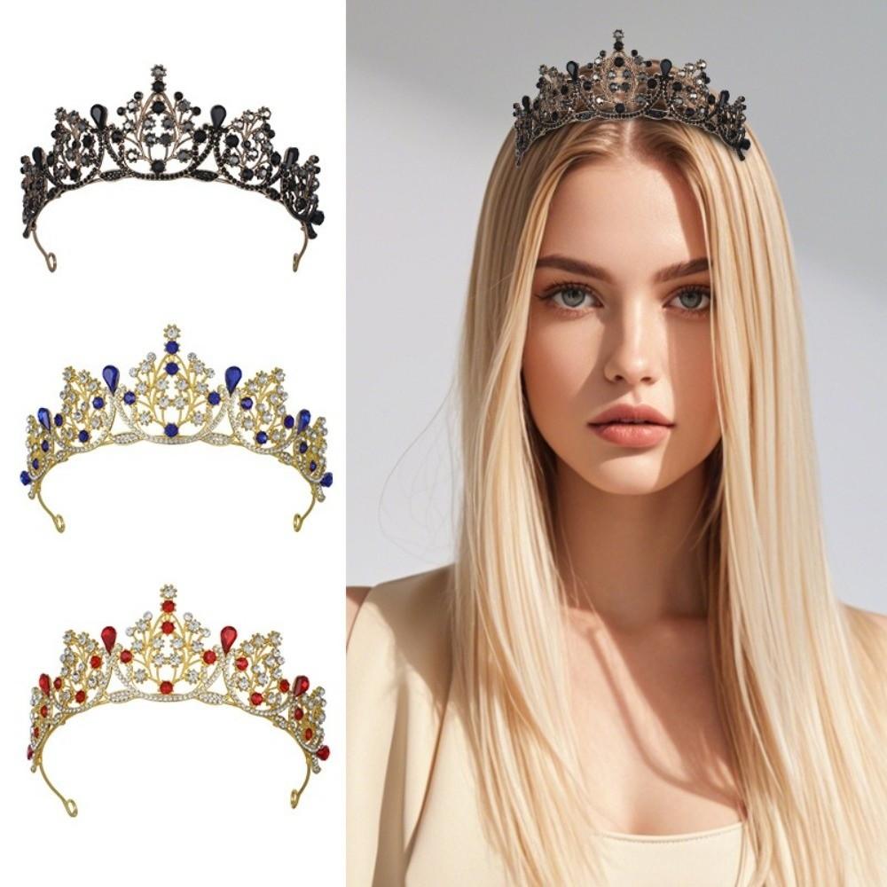 Shiny Princess Tiara Metal Rhinestone Crown Elegant Baroque Crown Bridal