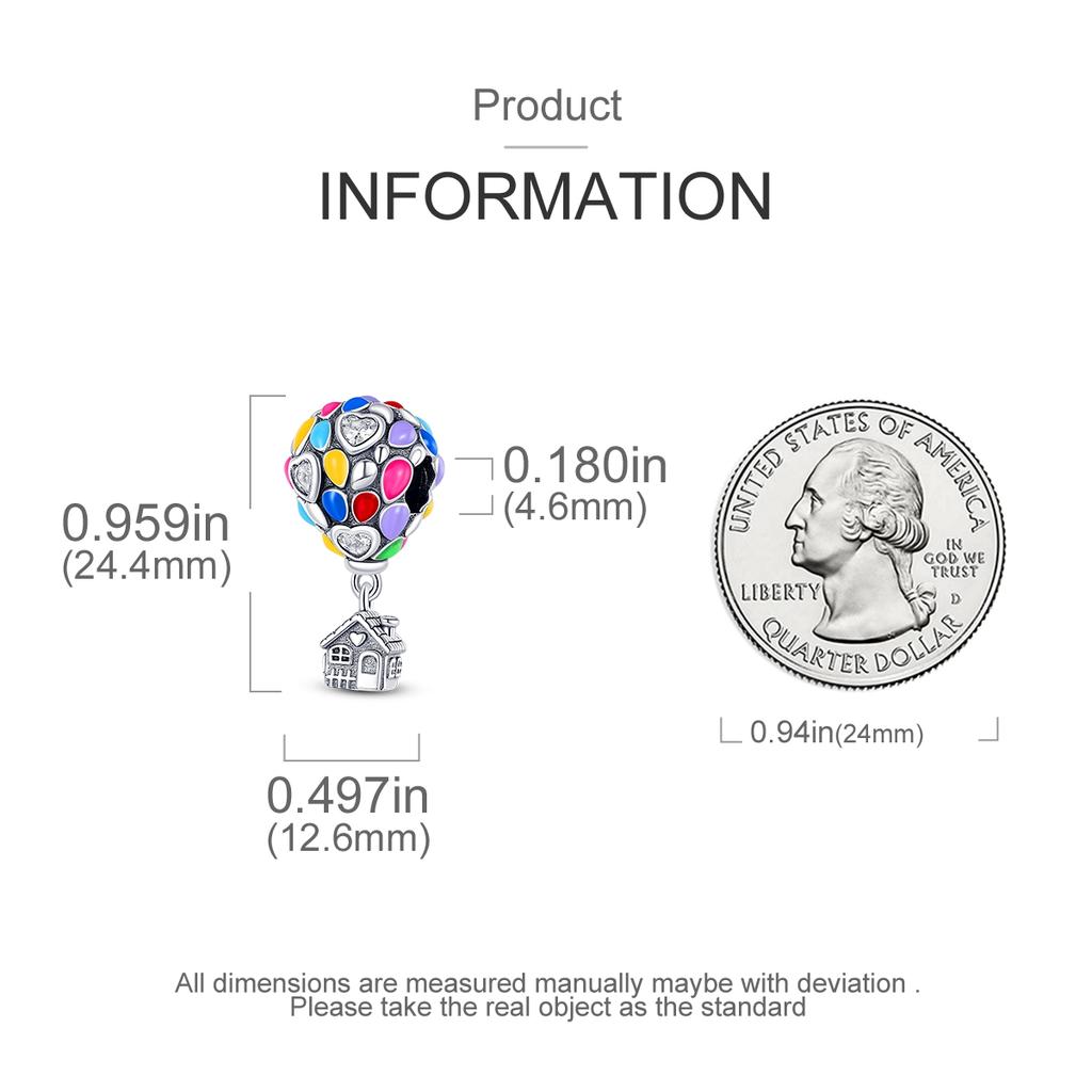 Kupfer Bunt Heißluftballon Anhänger Charms Perlen Schmuck Passend für Original Armband für Frauen DIY Geschenk