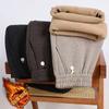 High-Waist Herringbone Wool Pants for Middle-Aged Women, Plus Velvet, Thickened, Slimming, Wide-Leg, Casual, Autumn/Winter.