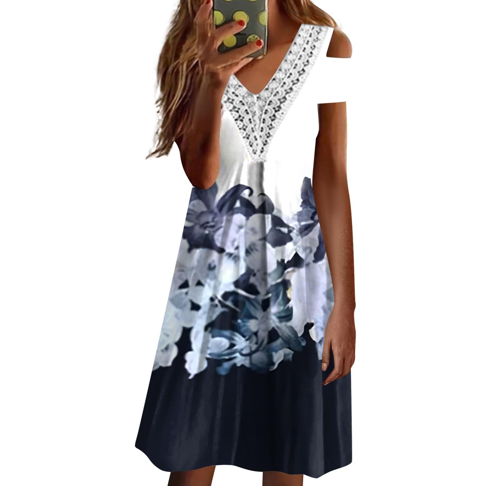 Женское кружевное платье с короткими рукавами из искусственного хлопка с принтом XXXL — фото 3