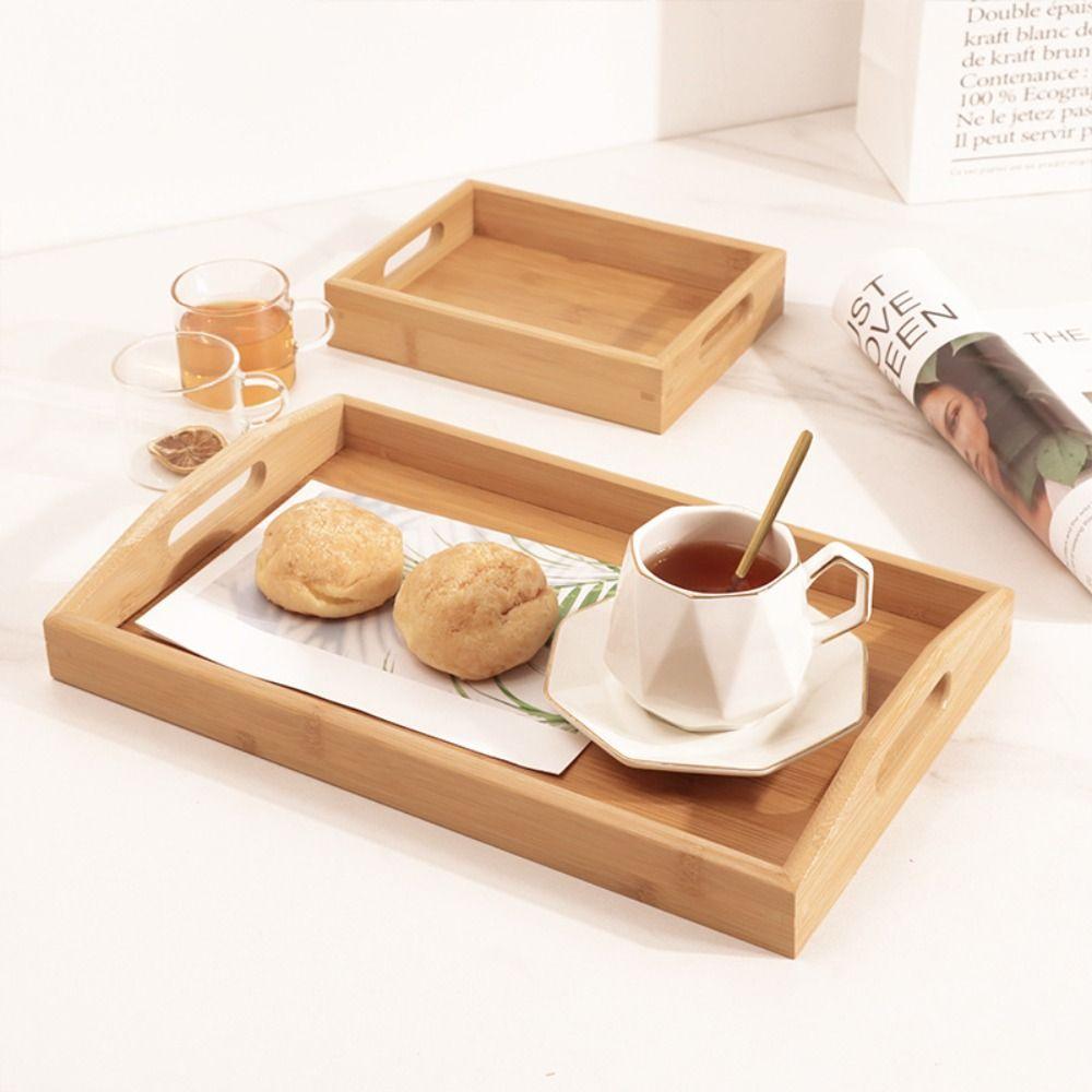 Bamboo Storage Plate Rectangular Water Cup Plate Retro Tea Tray  Home Living Room