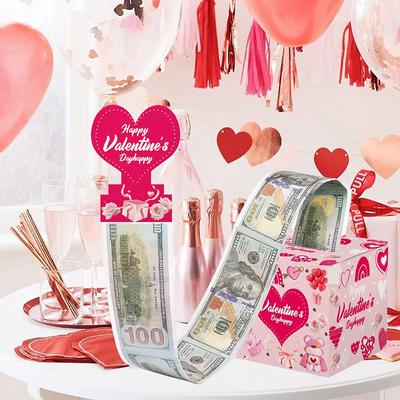Überraschungs-Geldziehbox zum Valentinstag, Festival-Geldgeschenkbox mit Kuchenkarte, lustige, kreative Pump-Spardose, Urlaubsparty-Geschenk